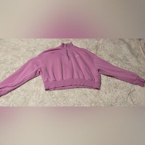 Nike Women's Sportwear Phoenix Fleece 1/4 Zip Crop Sweater In Pink Sz XL